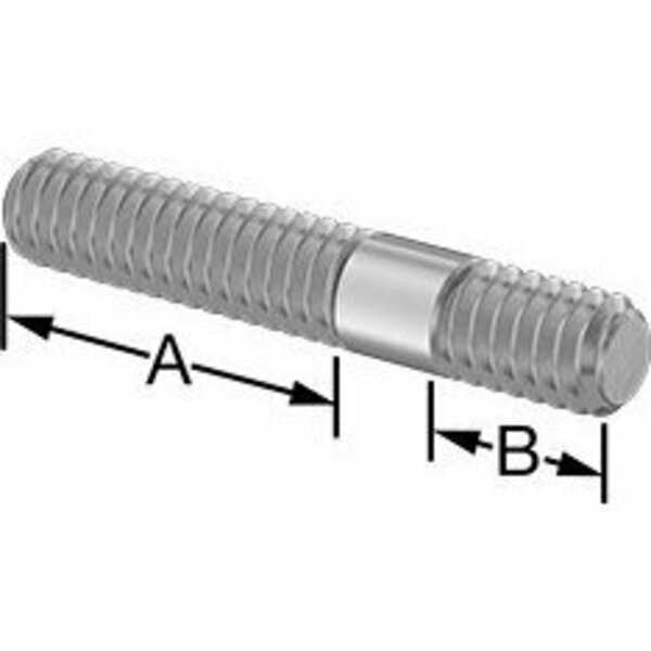 Bsc Preferred 18-8 Stainless Steel Threaded on Both Ends Stud 1/4-20 Thread 7/8 and 3/8 Thread len 1-1/2 Long 92997A305